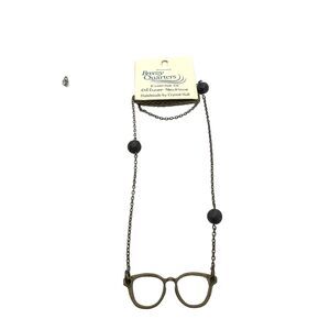 Glasses Necklace Aromatherapy Antique Gold Bronze Tone Diffuser Lava Stone